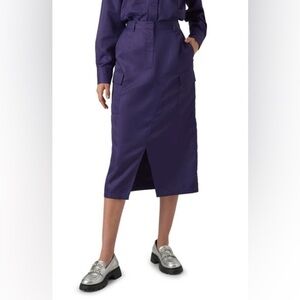 NWT Vero Moda Curve Sikka High Waist Cargo Midi Skirt Astral Aura Purple Satin